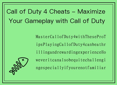 Call of Duty 4 Cheats - Maximize Your Gameplay with Call of Duty 4 Tricks(在新战场上游刃有余——Call of Duty 4秘籍与技巧)
